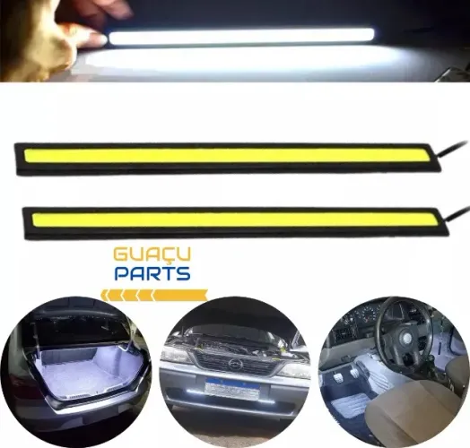 1 par Farol Auxiliar Barra Led DRL Longa 17cm Luz Diurna Super Branca 6000k 