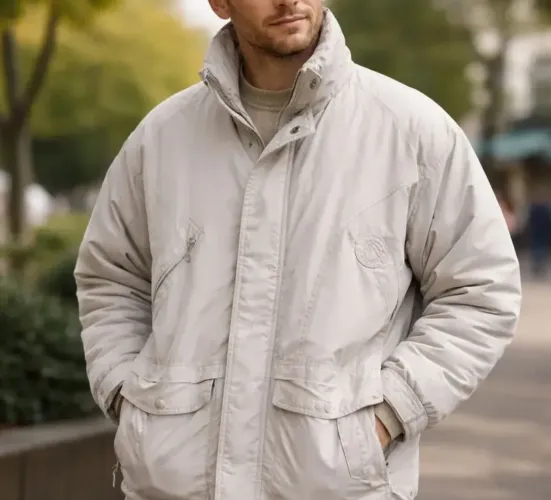 Vende-se Confortável Jaqueta de Inverno Bege Masculino