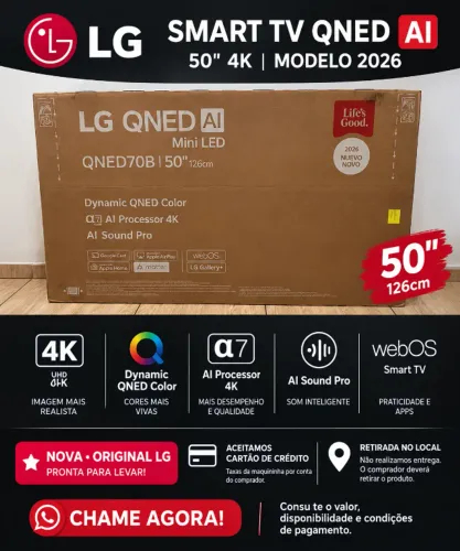 Smart TV LG QNED Mini LED AI 4K QNED70 50 Polegadas 2026