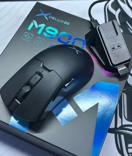 Mouse Gamer Delux M900Pro Preto COM DOCK RGB (NOVO)