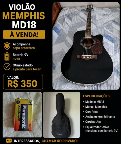 VENDO VIOLÃO MEMPLIS TAGIMA MD 18.   RS 350,00. PRA VERDER LOGO