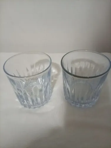 2 Copos para Whisky Vidro Azul Claro 
