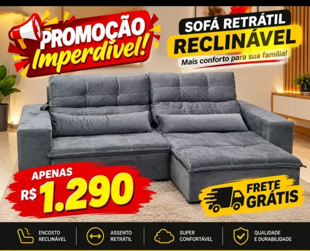 Um sofá moderno e confortável, temos p você,garanta ja o seu.