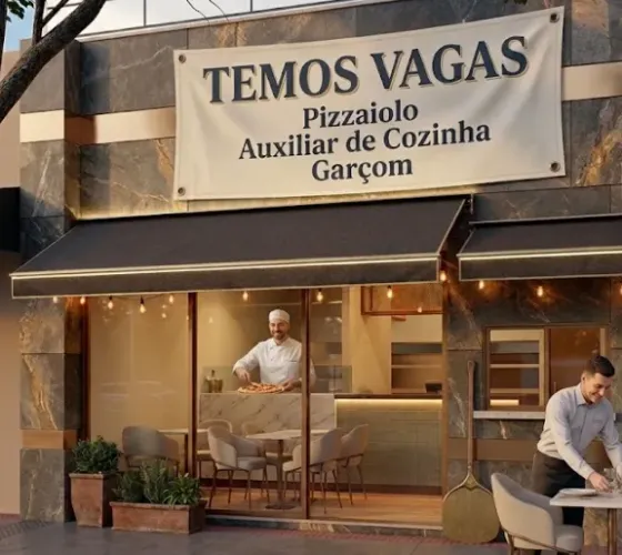 Vaga de Pizzaiolo, Auxiliar e Garçom