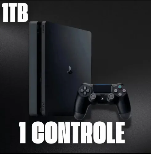 Playstation 4 slim - 1 tb video game ps4 1 controle - original