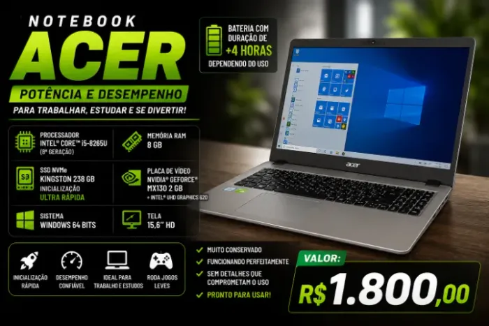  VENDE-SE NOTEBOOK ACER CORE i5 - SUPER CONSERVADO