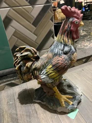 Galo Decorativo para Jardim em Cimento - 54 cm - Peça Pesada