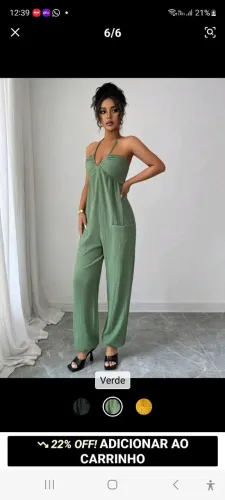 Macacão Pantalona Frente Única Verde Oliva - Tam M