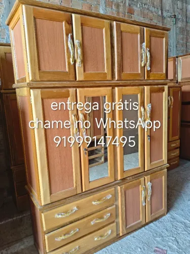 Roupeiro de madeira 4 portas novo frete grátis