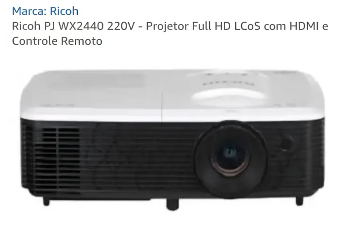 Ricoh PJ WX2440 220V - Projetor Full HD LCoS com HDMI e Controle Remoto 220v novo na caixa