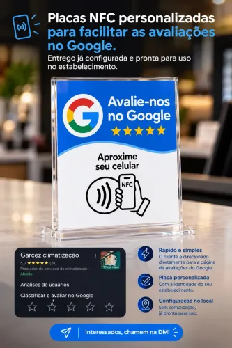 Placa avaliação Google NFC aproximação
