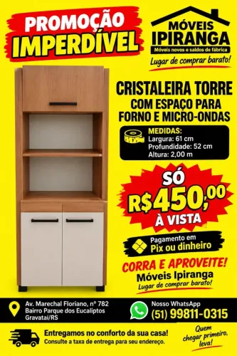Cristaleira dupla espaço pra forno e microondas