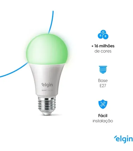 Lâmpada Inteligente Smart Color 10W Elgin RGB Wifi Compatível com Alexa e Google Home