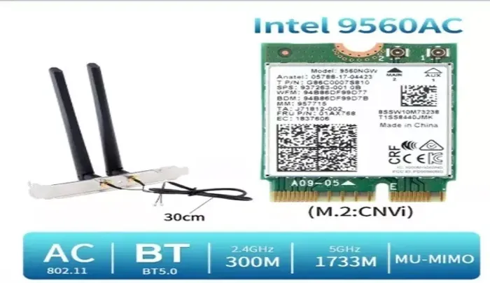Placa Wi-fi Intel Ac *mbp Blue 5.0 802.11ac M.2 Cnvi