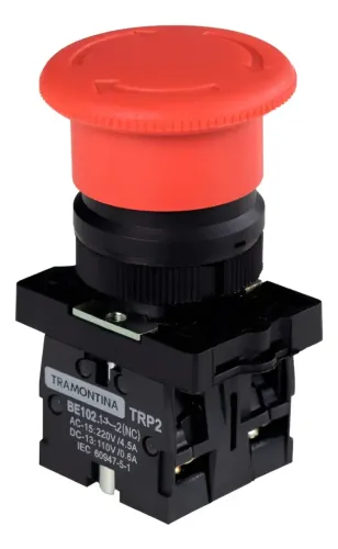 Botão Cogumelo Emergência Gira Destrava 40mm Ø22 1na+1nf - Vermelho