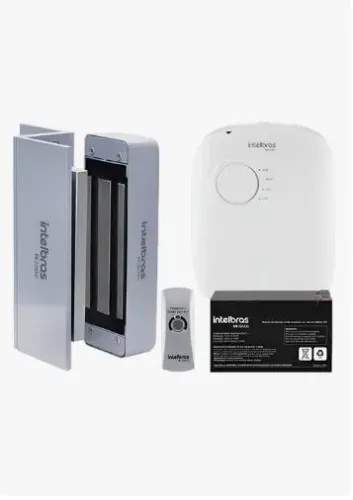 kit fechadura maguinetica instalado com controle remoto