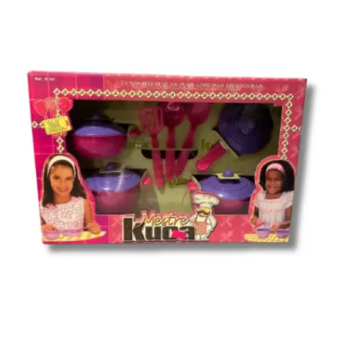 Jogo De Cozinha Infantil Mestre Kuca 3 Talheres 4 Panelinhas Cor Colorido