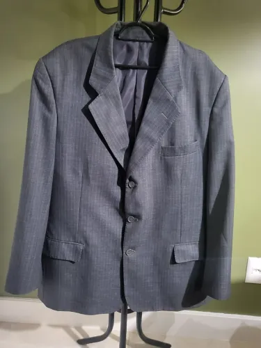 TERNO COMPLETO (CALÇA + PALETÓ) CINZA RISCA DE GIZ, 58