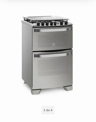 Fogão Inox 4 Bocas Eletrolux 2 fornos, sendo 1 elétrico