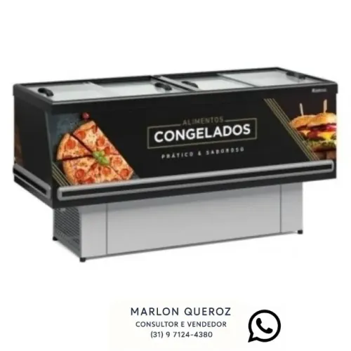Ilha de Congelados Vidro Reto Preta Gelopar