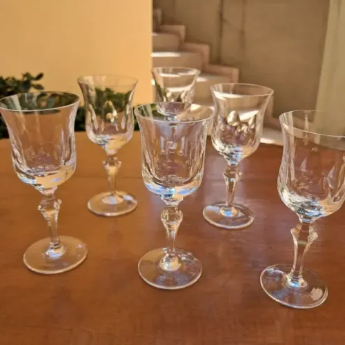Taças de Vinho Branco STRAUSS - Cristal Lapidado com Gravação na Base - Jogo com 6 Taças