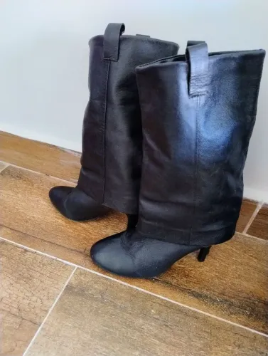 Bota femininas preta de couro Legítimo 38