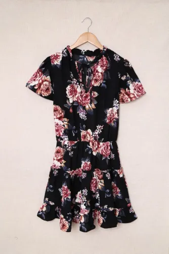 Vestido floral azul escuro NOVO/SEM USO