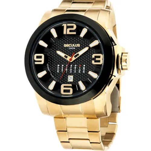 Relógio De Pulso Masculino Seculus Dourado Original Grande PROMOÇÃO