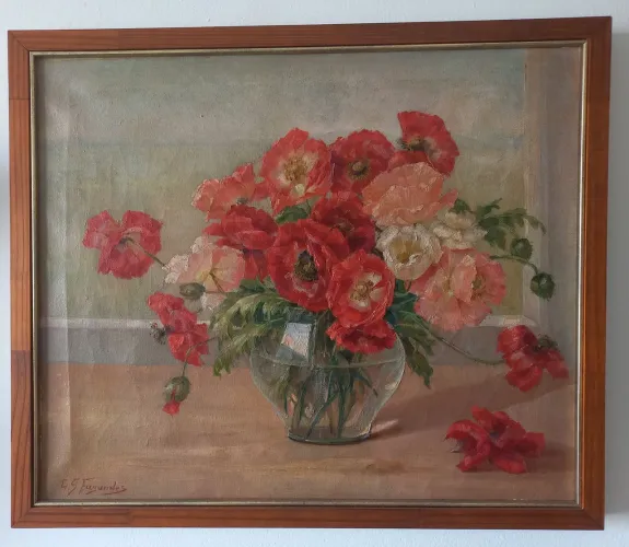 Quadro a óleo de flores