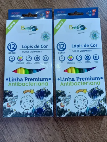Lápis de Cor Premium Antibacteriano 12 Cores Vibrantes