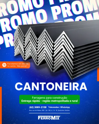 Cantoneiras - Barras de 6 metros - Ferragens para construção e serralheria - Entrega