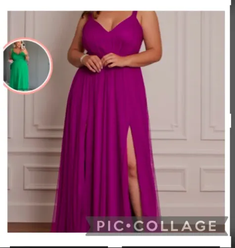 Vestido madrinha plus fúcsia