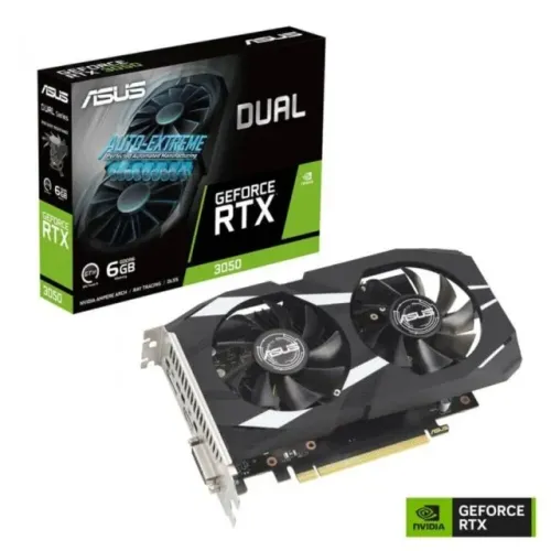Placa de Vídeo Asus Nvidia Geforce RTX3050 6GB, GDDR6, 96 Bit, Dual Fan - 90YV0K61-M0NA00