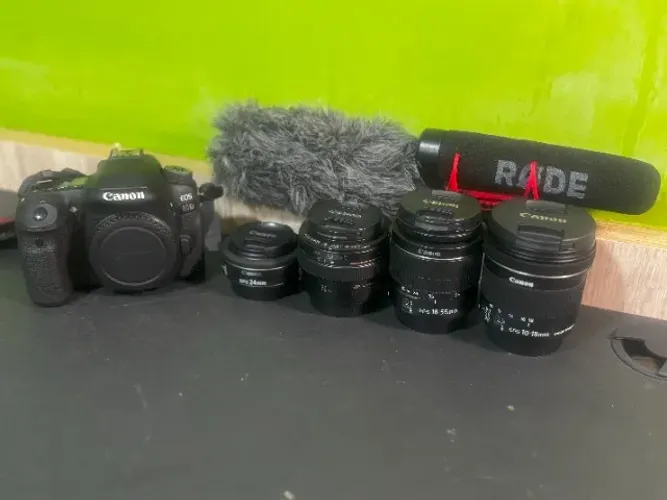 Kit Canon EOS 80D + 4 Lentes + Microfone Rode + Maleta - Top