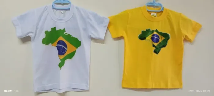 Kit C/2 Camiseta Infantil Tamanho 4 - Tema Brasil