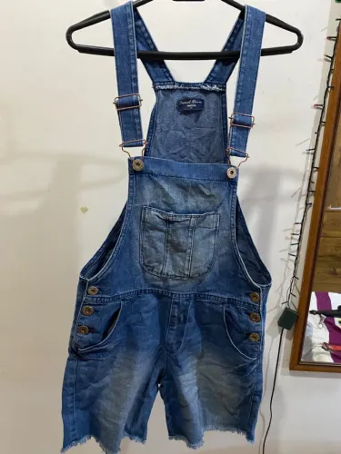 Macacão Jeans Shorts Feminino