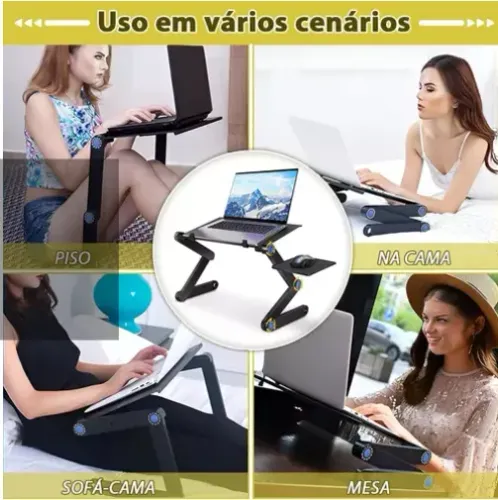 Suporte De Cama Mesa Dobrável Para Notebook Preto