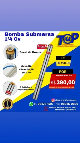 Bomba Submersa / Bomba palito 1/4 cv 2,5" 127v