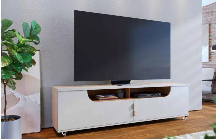 Rack Bancada Laura com Rodízios Design Moderno r865