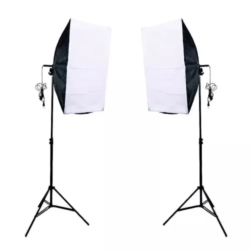 2 Softbox luz continua com soquete kit com tripé