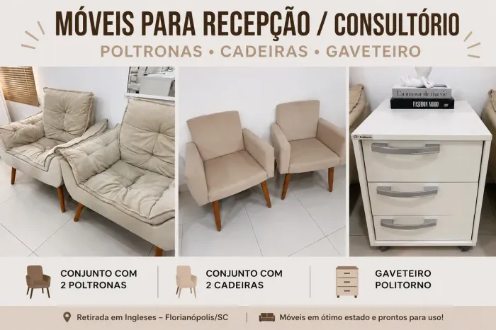 Móveis para Recepção/Consultório - Poltronas, Cadeiras e Gaveteiro 