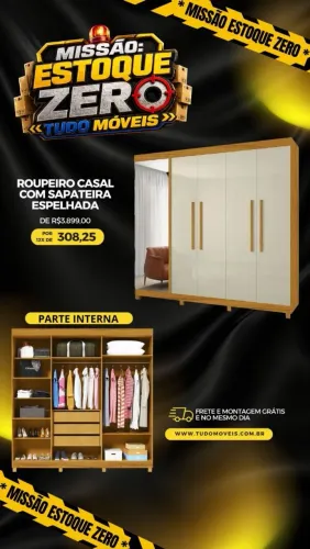 ROUPEIRO COM SAPATEIRA ESPELHADA EMBUTIDA
