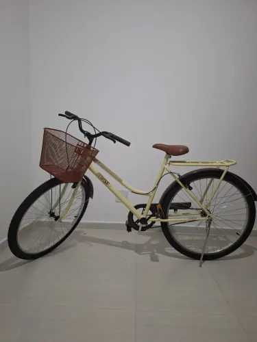 Bicicleta Aro 26 Feminina Poti Com Cestinha Bege/marrom Bege