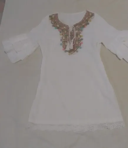Vestido-túnica curto branco
