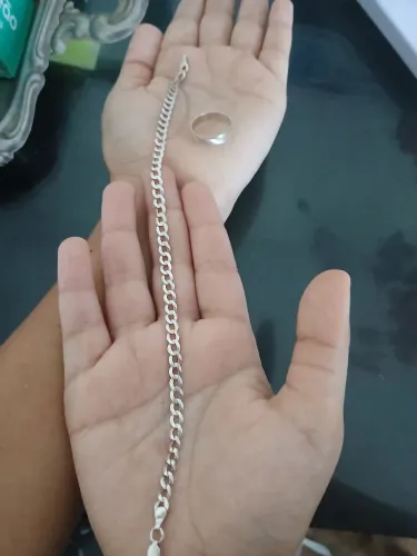 Pulseira e anel de prata