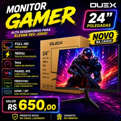 ? VENDO MONITOR GAMER 24" FULL HD 180Hz NOVO NA CAIXA SO ABRIR A CAIXA PRA TESTAR ?