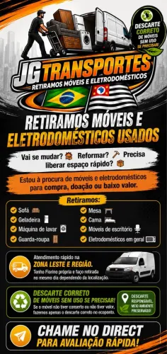RETIRAMOS MÓVEIS E ELETRODOMÉSTICOS USADOS NO MESMO DIA