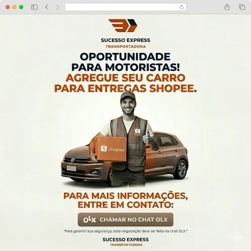 Vaga para motorista para entrega da Shopee