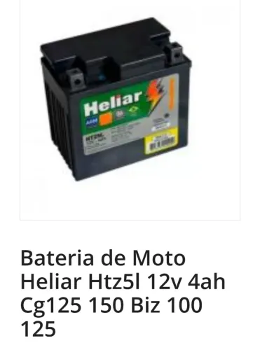 Bateria heliar htz5l 4a semi-nova