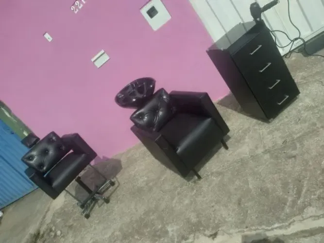 Kit salão luxo (lavatório; Cadeira e carrinho auxiliar)